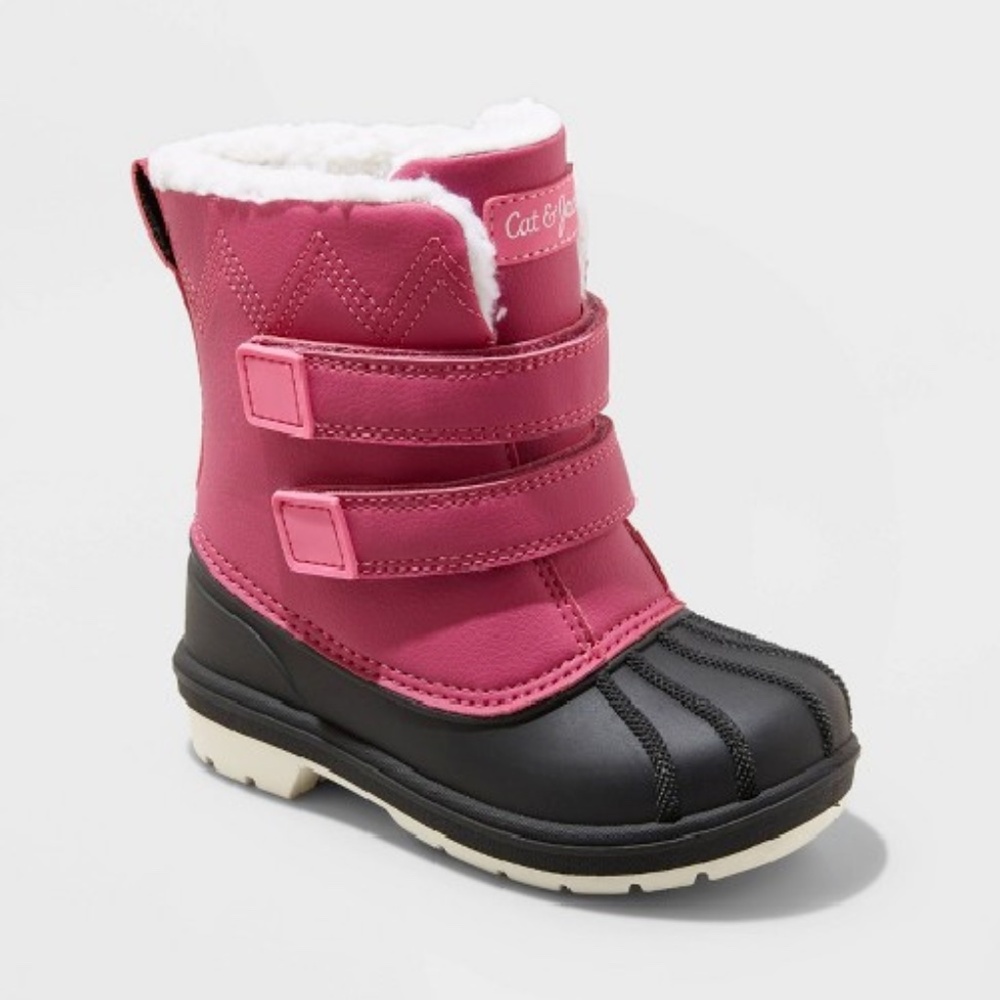 Cat & Jack Pink and Black Kids Snow Boots